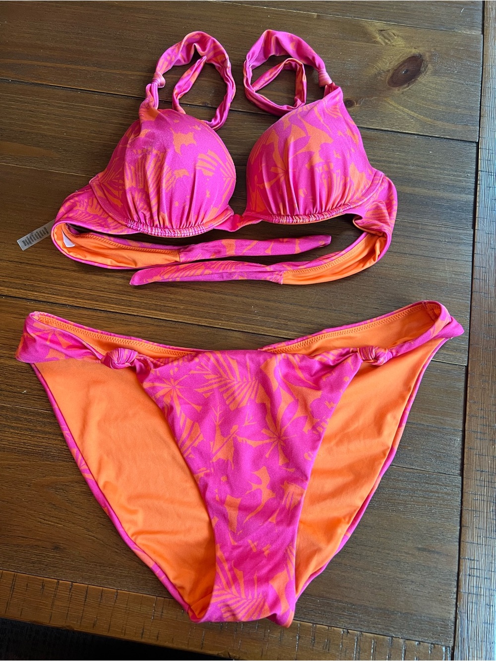 Victoria's Secret Orange and Pink Swim Bikini Bottom